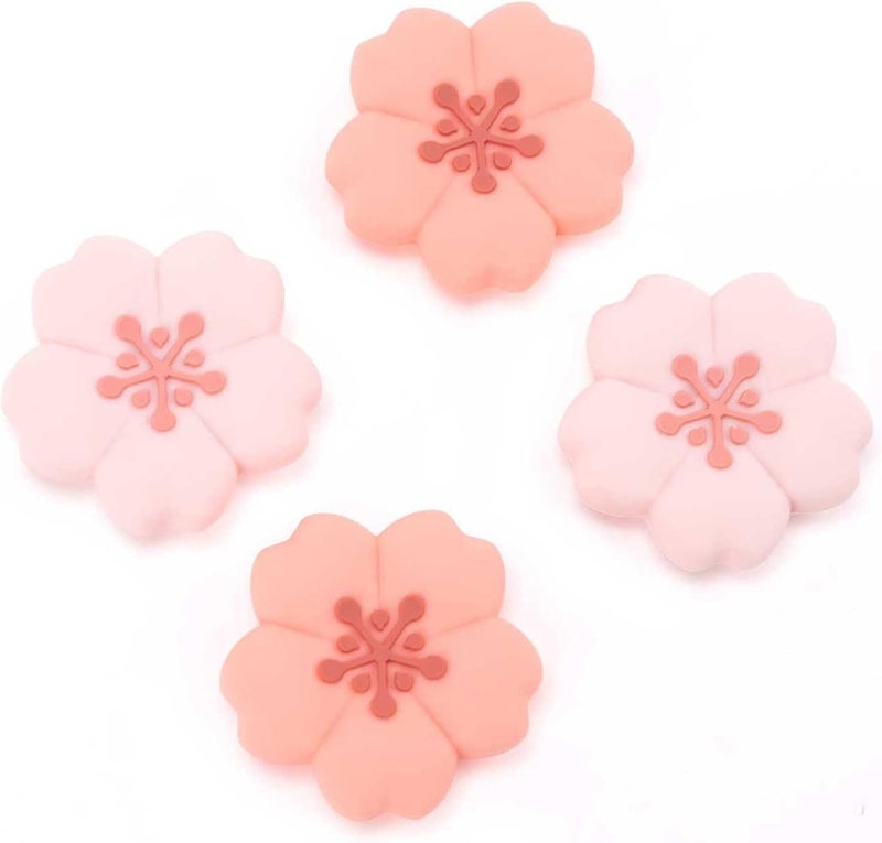 GEEKSHARE 4PCS Silicone Joystick Thumb Grip Caps, Kawaii Cherry Blossom Joystick Cover Compatible with Switch/OLED/Switch Lite (Sakura) - Image 1